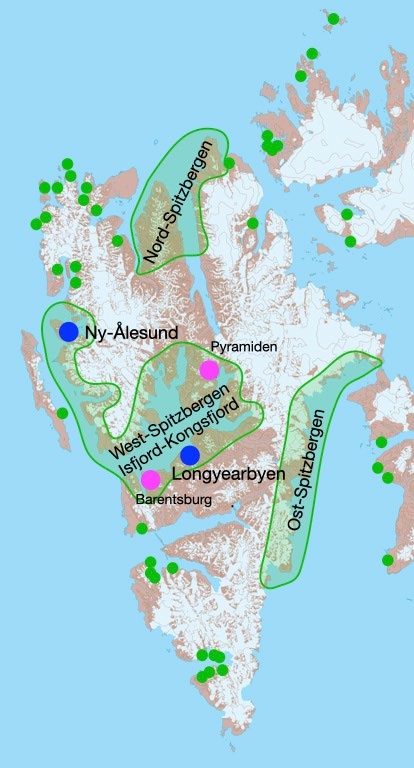 Een kaart van Spitsbergen